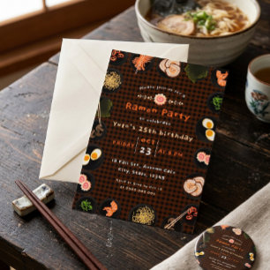 Cute Japanese Ramen Noodle Lovers Birthday Party Invitation
