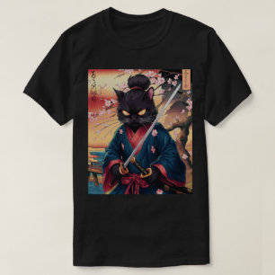 Cute Japanese Samurai Cat T-Shirt