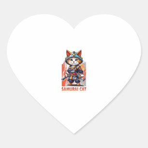 Cute Japanese Samurai Ninja Cat Kawaii Shirt Heart Sticker