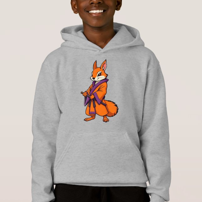 Cute Japanese Samurai Squirrel Hoodie (Front)