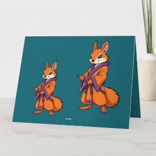 Cute Japanese Samurai Squirrel Letterpress Thank You Card
