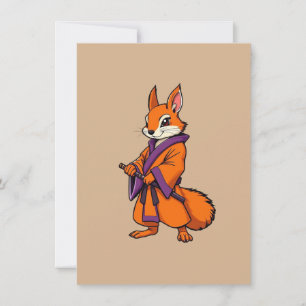 Cute Japanese Samurai Squirrel Thank You Card