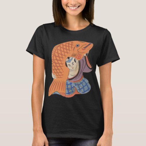 Cute Japanese Samurai Wrestler Giant Fish Kawaii T_Shirt