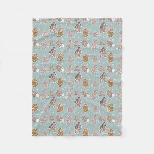 Cute Japanese snow monkey Fleece Blanket