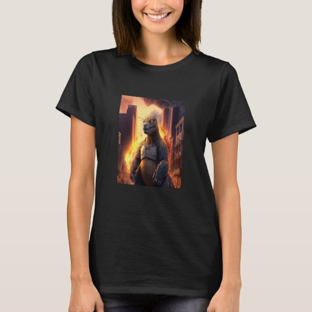 Cute Japanese Style Otter Giant Sea Otter Dinosaur T-Shirt (Front)