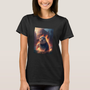 Cute Japanese Style Otter Giant Sea Otter Dinosaur T-Shirt