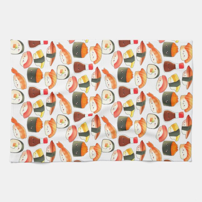 Cute Japanese Sushi Kitchen Towel (Horizontal)