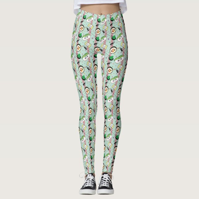 Cute Japanese Sushi Lover Golfing Pattern  Leggings (Front)