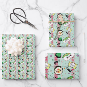 Cute Japanese Sushi Lover Golfing Pattern Wrapping Paper Sheets