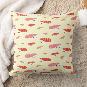 Cute Japanese Sushi Nigiri Pattern Throw Pillow