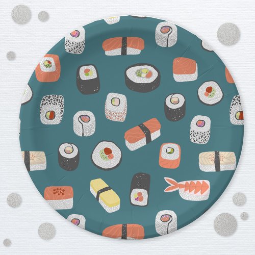 Cute Japanese Sushi Pattern Paper Plates