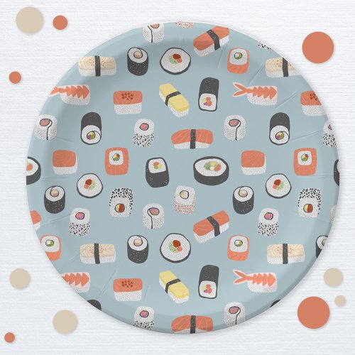 Cute Japanese Sushi Pattern Paper Plates