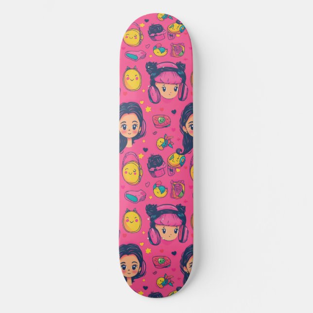 Cute Japapese Anime Pattern Skateboard (Front)