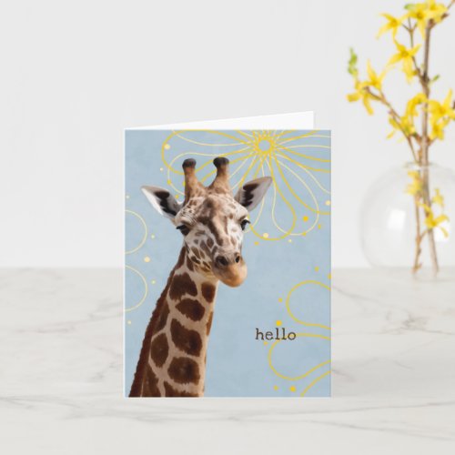 cute jaunty giraffe simple hello thinking of you card