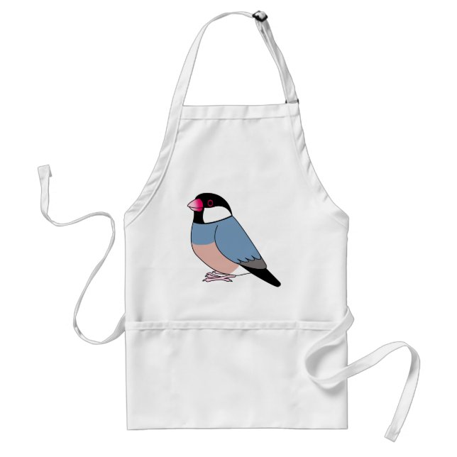 Cute java sparrow cartoon drawing adult apron (Front)