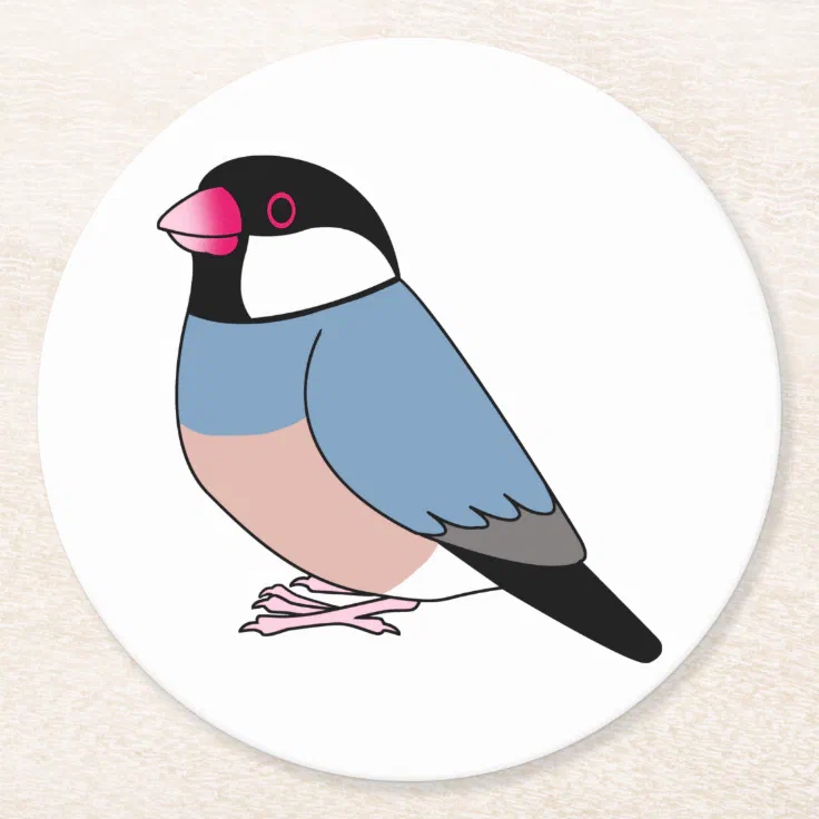 Cute java sparrow cartoon drawing round paper coaster Cute java sparrow cartoon drawing round paper coaster