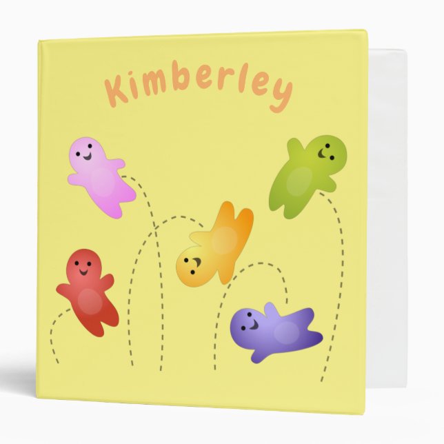 Cute jelly babies candy sweets cartoon 3 ring binder (Front/Inside)