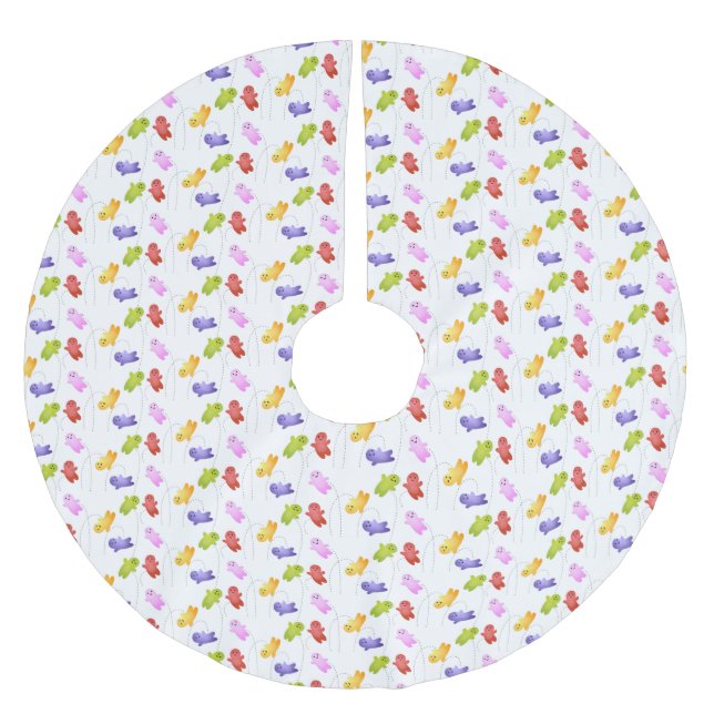 Cute jelly babies candy sweets cartoon brushed polyester tree skirt (Front)