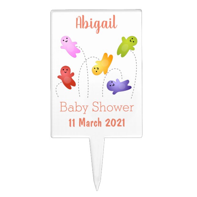 Cute jelly babies candy sweets cartoon cake topper (Front)