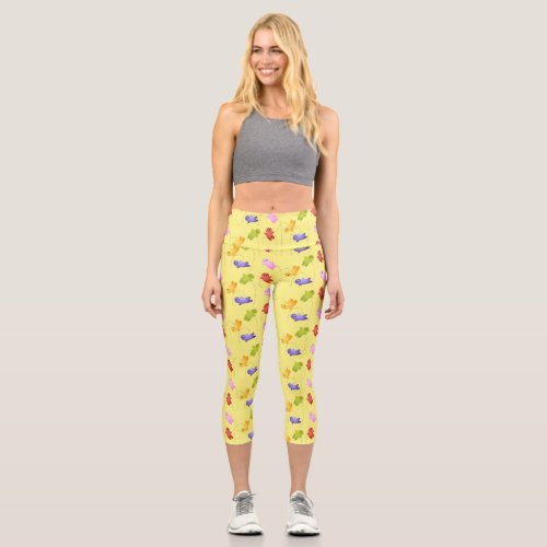 Cute jelly babies candy sweets cartoon capri leggings