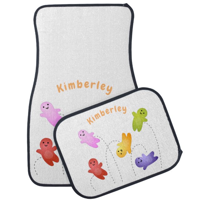 Cute jelly babies candy sweets cartoon  car floor mat (Set)