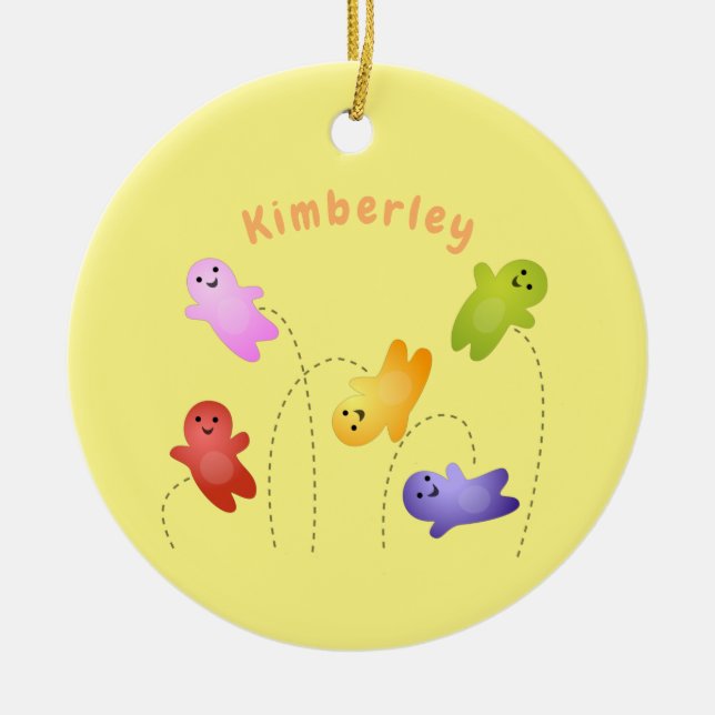 Cute jelly babies candy sweets cartoon ceramic ornament (Front)