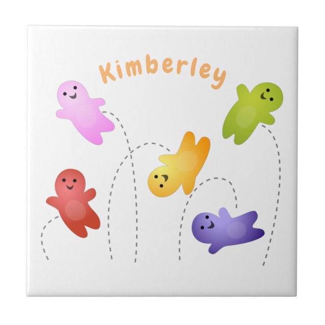 Cute jelly babies candy sweets cartoon ceramic tile (Front)