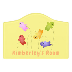 Cute jelly babies candy sweets cartoon door sign