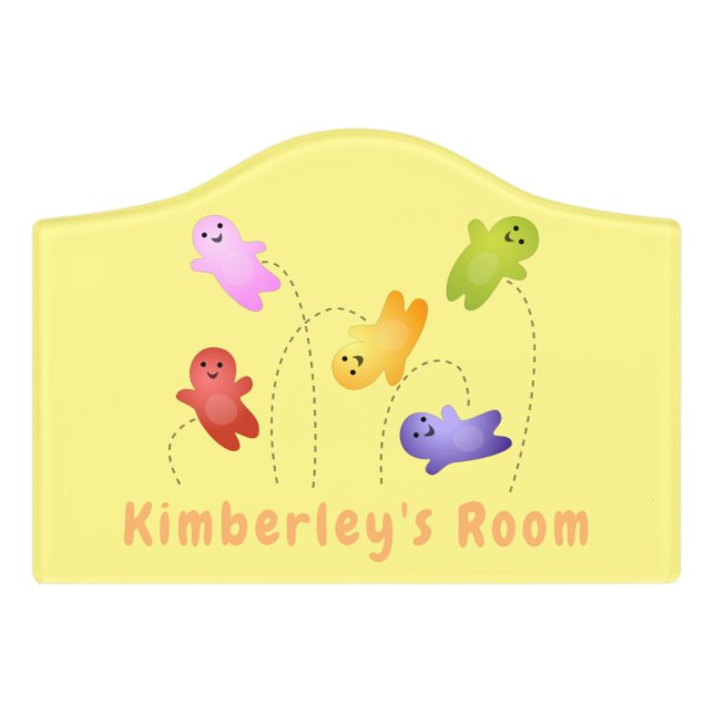 Cute jelly babies candy sweets cartoon door sign (Small Crest Front)