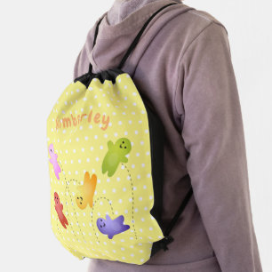Cute jelly babies candy sweets cartoon drawstring bag
