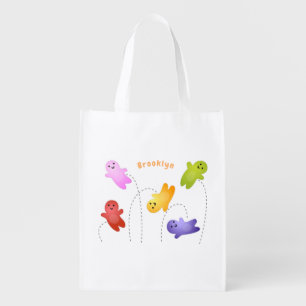 Cute jelly babies candy sweets cartoon grocery bag