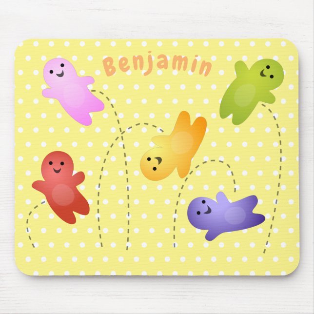 Cute jelly babies candy sweets cartoon mouse pad (Front)