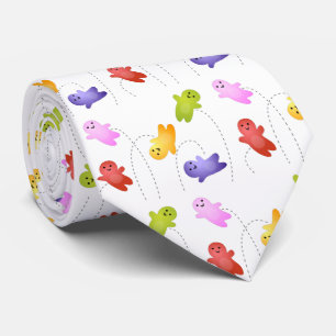 Cute jelly babies candy sweets cartoon neck tie