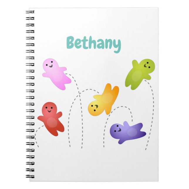 Cute jelly babies candy sweets cartoon notebook (Front)