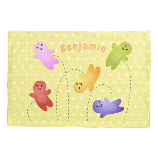 Cute jelly babies candy sweets cartoon pillow case (Back)