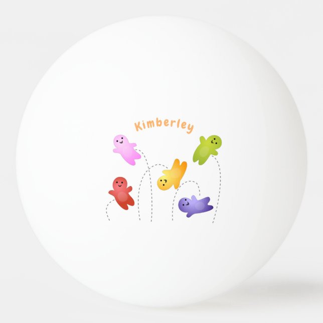 Cute jelly babies candy sweets cartoon ping pong ball (Front)