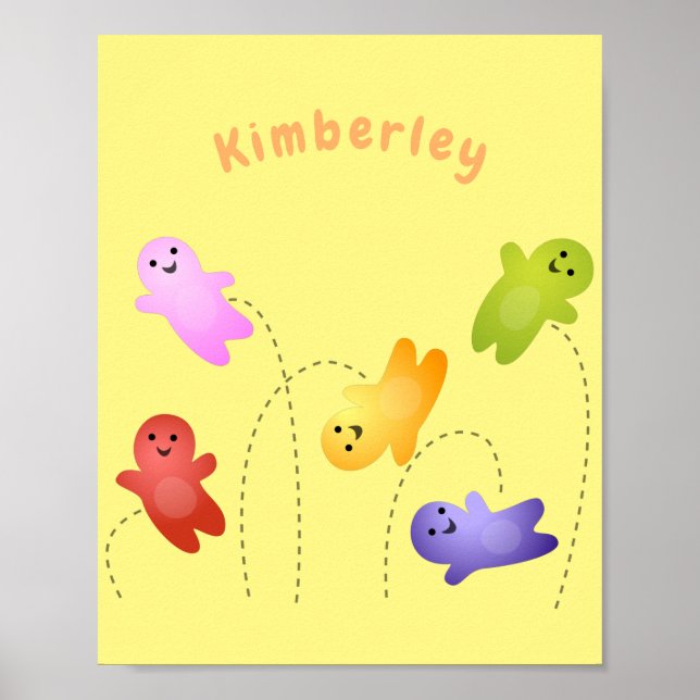 Cute jelly babies candy sweets cartoon poster (Front)