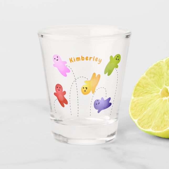 Cute jelly babies candy sweets cartoon shot glass (Front)