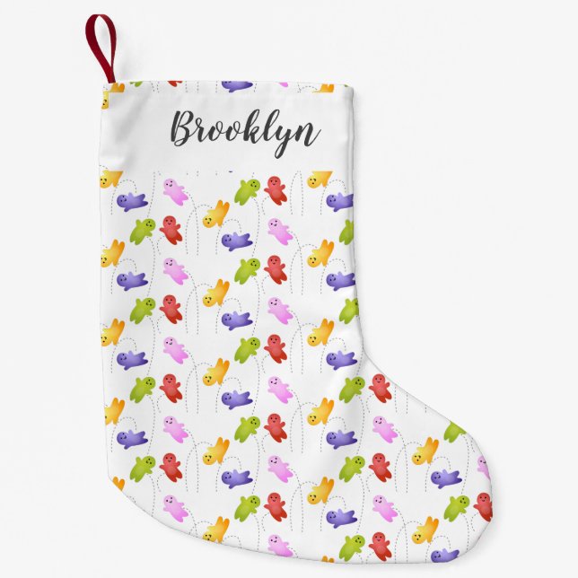Cute jelly babies candy sweets cartoon small christmas stocking (Front)