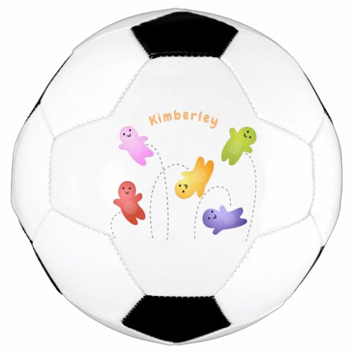 Cute jelly babies candy sweets cartoon soccer ball