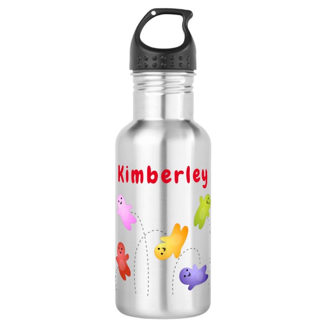 Cute jelly babies candy sweets cartoon stainless steel water bottle (Front)