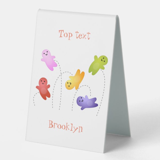 Cute jelly babies candy sweets cartoon table tent (Front)