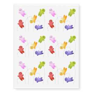Cute jelly babies candy sweets cartoon temporary tattoos