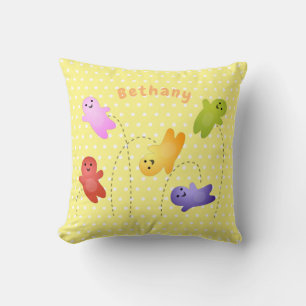 Cute jelly babies candy sweets cartoon throw pillow