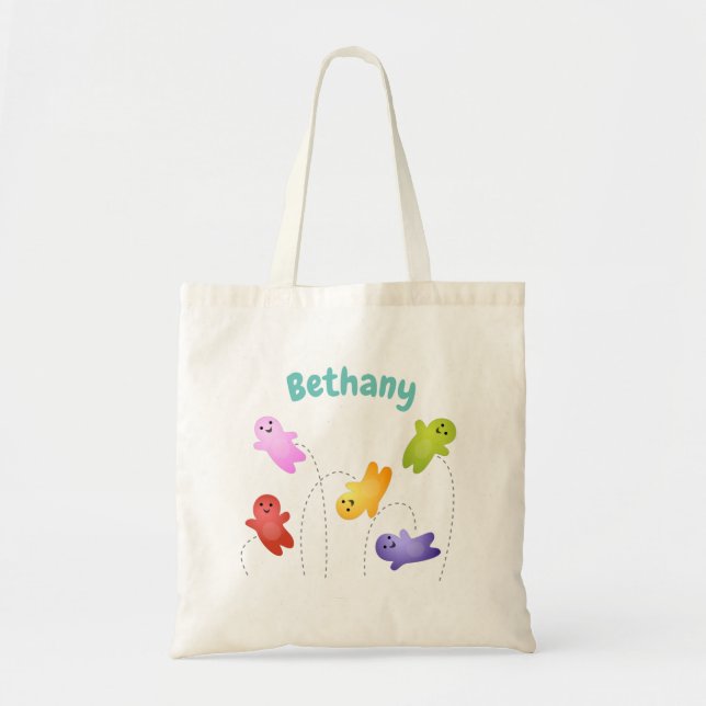 Cute jelly babies candy sweets cartoon tote bag (Front)