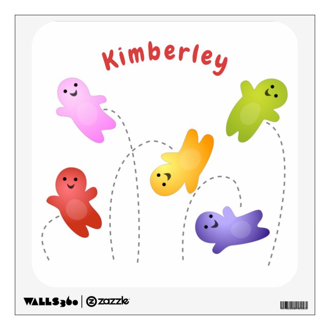 Cute jelly babies candy sweets cartoon wall decal (Front)