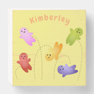 Cute jelly babies candy sweets cartoon wooden box sign