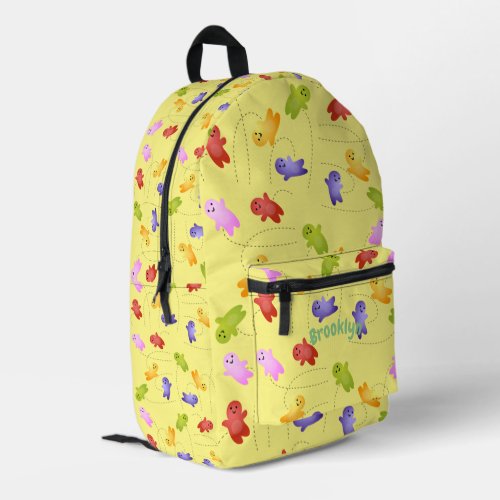 Cute jelly babies jumping cartoon pattern printed backpack