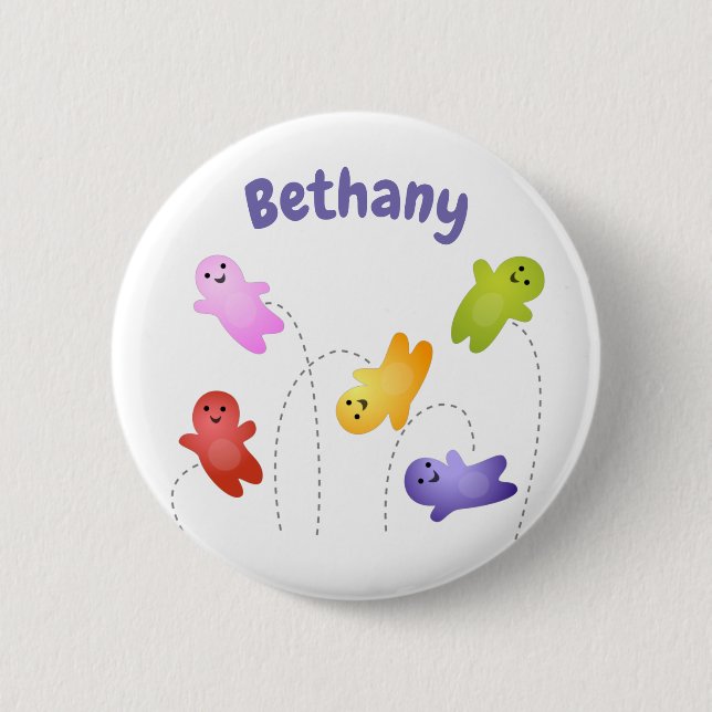 Cute jelly babies sweets candy cartoon button (Front)