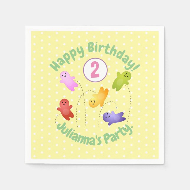 Cute jelly babies sweets candy cartoon napkins (Front)